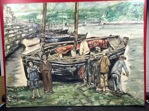 Ancienne marine huile sur - marine,,