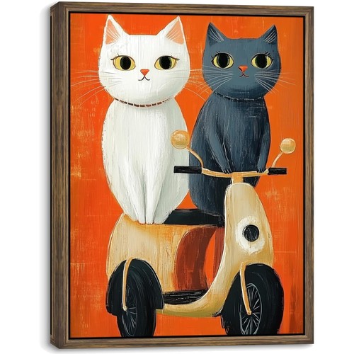 Tableau chat noir blanc - chat,