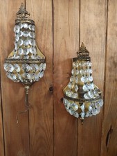 Pair of FRENCH BRONZE  WALL LAMP SCONCE  with PRISMS empire style