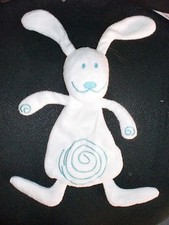 doudou plat lapin blanc spirale bleu turquoise Skhuaban by difrax 