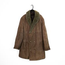 Tanns of Taunton Vintage Brown Lambskin Lined Collared Longline Coat - Size L