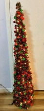 5ft Decorative Cone Pre lit Christmas Tree Pop Up Slender 100 Lights
