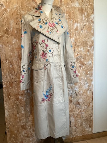 Trench cuir brodé serge - trench,