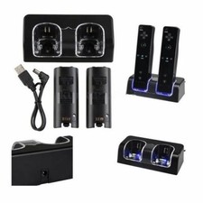 2 Port + 2 BATTERIE 2800mAh STATION CHARGEUR Pr Nintendo Wii WIIMOTE MANETTE