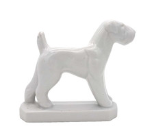 ART DECO CERAMIC TERRIER DOG FIGURINE 1930s FONTINELLE LOUIS ? STYLISHED ANTIQUE