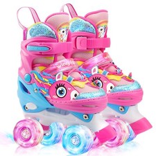 Licorne Roller Enfant Fille Patins à roulettes Ajustable avec Roues Allumées ...