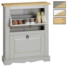 Meuble à chaussures armoire à chaussures pin massif 2 abattants