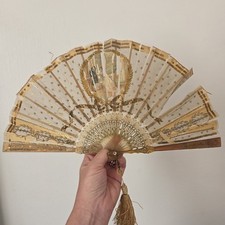 Eventail Ancien Pour Pièces Monture Corne Bovine Blonde Fin XIXè Hand Fan