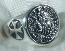 Anneau Sceau Templiers Croix Argent 925 Argent Sterling Templar Knight Anneau