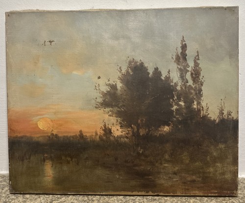 Coucher soleil sur - de, l'étang