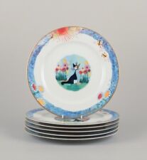 Rosina Wachtmeister pour Goebel, Allemagne. Six assiettes à dîner avec motifs...