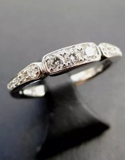 1.CTW White Round Moissanite Art Deco Wedding 14K White Gold Band Ring Size 9