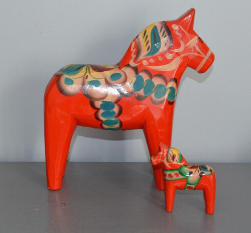 Painted wooden horse figures - horse,