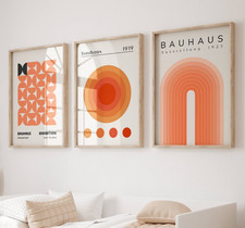 Set of 3 Bauhaus Prints A5 A4 A3 Art Exhibition Burnt Orange Poster