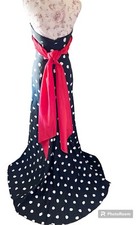 JOVANI 6 Prom Avant Garde Gown Black Red Polka Dots Formal Evening Dress Train