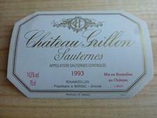 étiquette vin Chateau Grillon