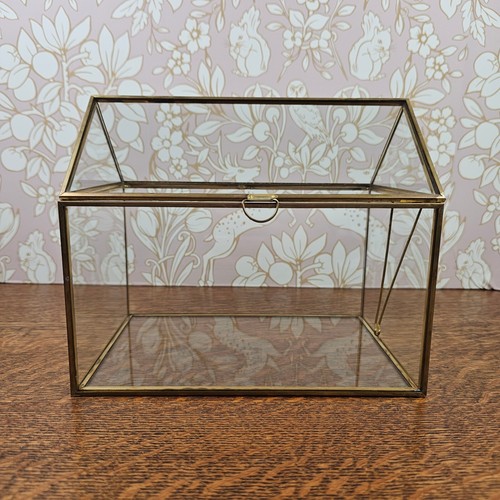 Vintage brass glass terrarium - glass,