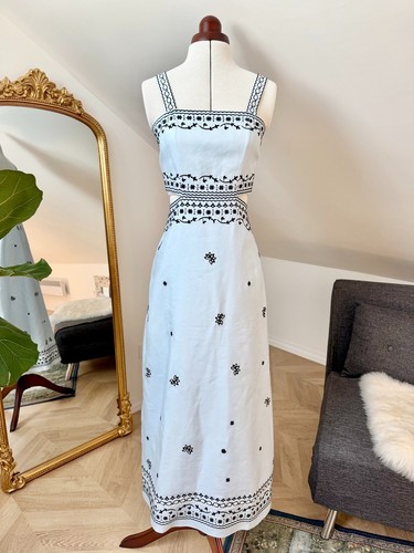 Robe longue lin broderie - longue,