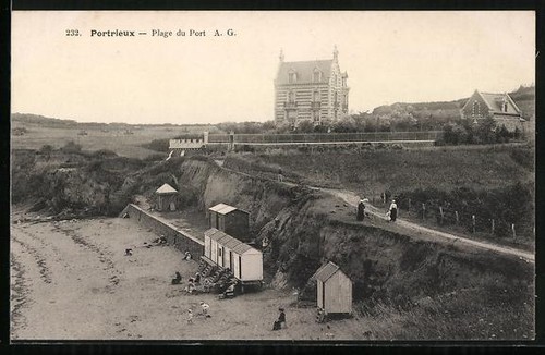 Cpa portrieux plage port - portrieux,,