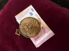 superbe pince à billet ou papier avec médaille bronze de Beethoven,P 220g,D 75mm