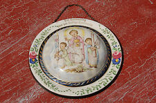 H.BEQUET QUAREGNON JOLI FAIENCE RONDE -ANGES - CIERGE - COMMUNION  //C43//