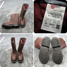 Red Wing Work Boots Men 6 D Brown Leather Steel Toe Waterproof Pull On USA VTG