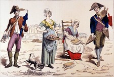 OLD MANUAL TRADES: Mattress Carder and Merchants - 19th Color Engraving