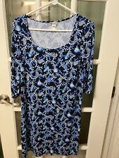 Mare Blu Saint Tropez Dress Swim Cover Dress Tropical Beach Fish Blue Pattern L