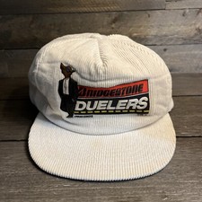 Vintage 90s Trucker Hat Bridgestone Dueler Corduroy Snapback Camel