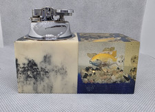 Vintage 1970's Aquarium Table Lighter, Marble Look and Lucite Diorama Goldfish