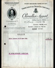 PARIS (XVI°) USINE ,PRODUITS pour VIN BIERE CIDRE CONSERVE "CHEVALLIER & APPERT"
