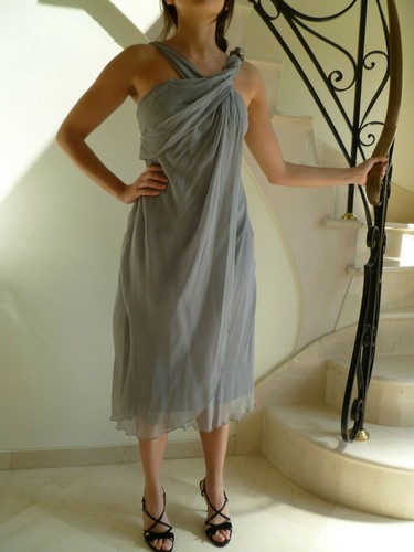 Belle robe soiree soie grise - soiree,