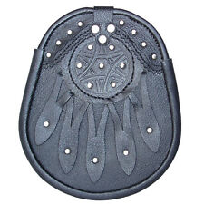 Neuf Motif Celtique Noir Sporran Cuir Avec S / Chaîne Kilt & Ceinture Cornemuse