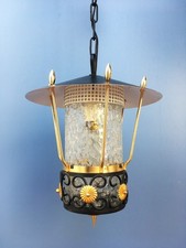 Ancien lustre suspension vintage datant des années 50 verre et laiton