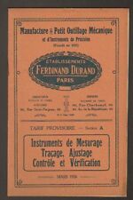 "PARIS (XX°) CATALOGUE / INSTRUMENTS MEASURING & TRACING "Ferdinand DURAND" 1926