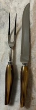 Vintage VOOS stainless carving set polished horn boxed