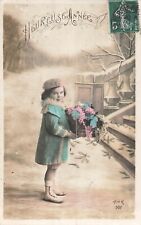CP HAPPY YEAR LITTLE GIRL FUR HAT BASKET FLOWERS