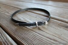 AU-LC-51W-BLK Cowboy Hat Band Embossed Basketweave Black Leather 1/2" Wide