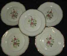 * Fine porcelain service FRANCE x5 plates 24.2 cm (flowers, gold) type Limoges