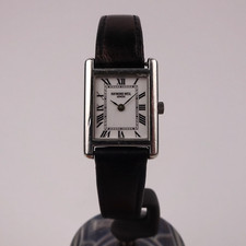 Raymond Weil 5766 Tank Watch Stainless Steel Black Leather Strap Ladies 21mm