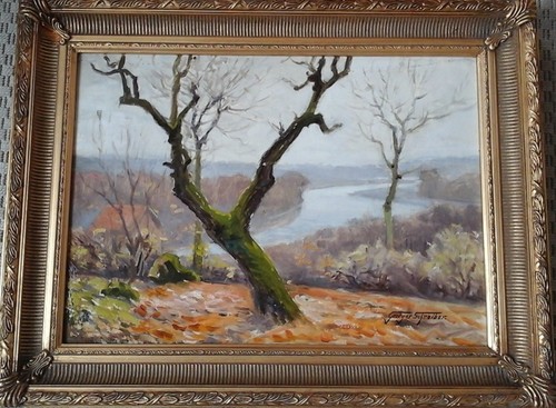 Tableau ancien paysage signé