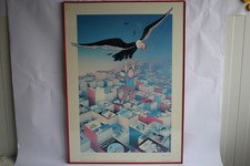 Poster Tintin and the Condor Signed Alain Balencourt 1991 Tribute to Hergé (46524)