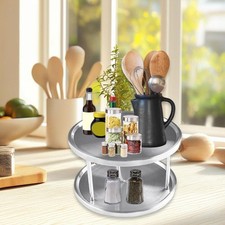 Plateau Tournant Lazy Susan à 2 Niveaux pour Salon, Chambre à Coucher, Table