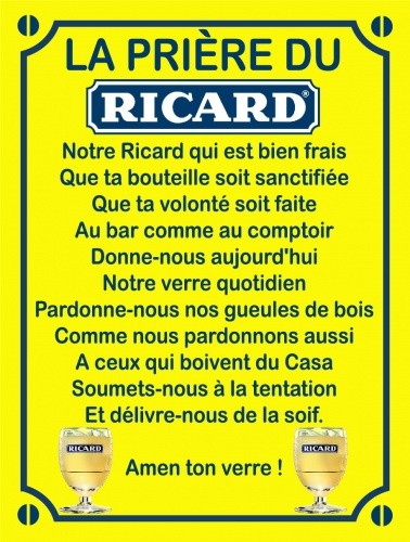 Plaque prière ricard en - prière, du