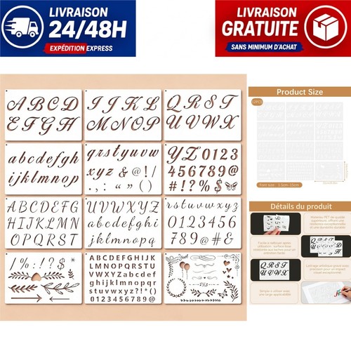 Pochoirs lettres chiffres - pochoirs, et