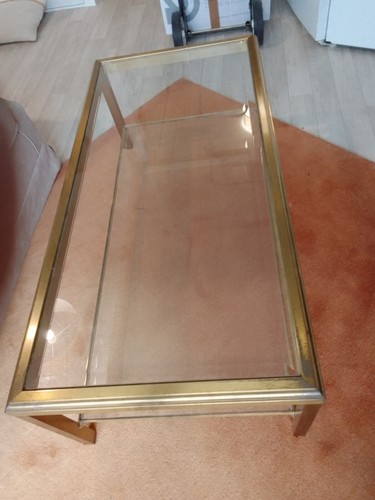 Table basse verre laiton - table,