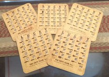5 Vintage Bingo Cards Pla-Mor Stitched The Fifty Club, Inc. Cardboard Boards 