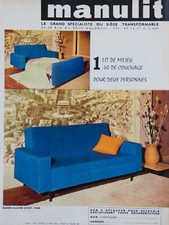 1961 PRESS ADVERTISEMENT MANULIT Convertible Seat Specialist Sofa Bed