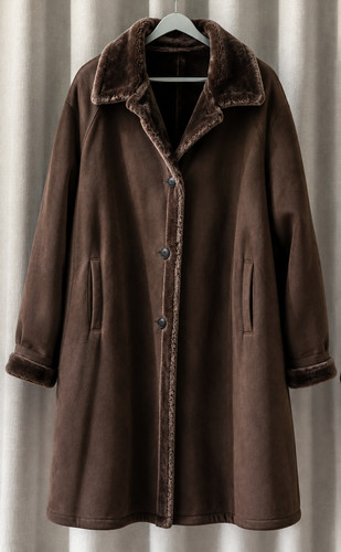 Manteau peau lainée marron
