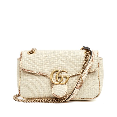 Sac gucci epaule paille cuir - sac,